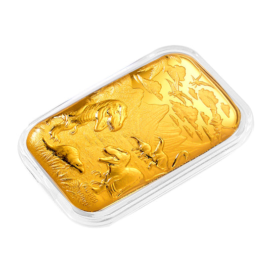 EXKLUSIVES GESCHENK - 999er Goldfolie mit Dinosaurier, 10mg