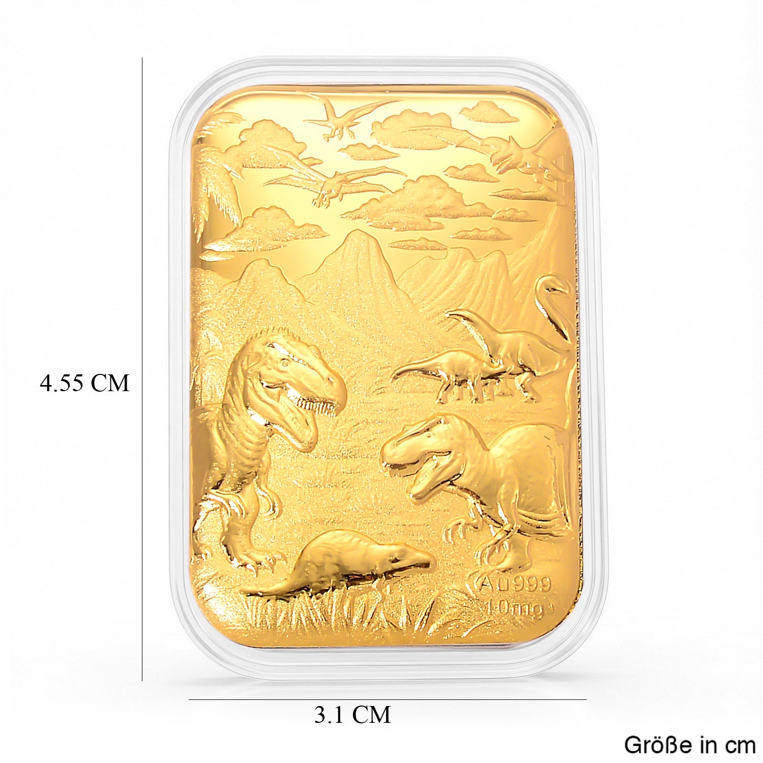 EXKLUSIVES GESCHENK - 999er Goldfolie mit Dinosaurier, 10mg
