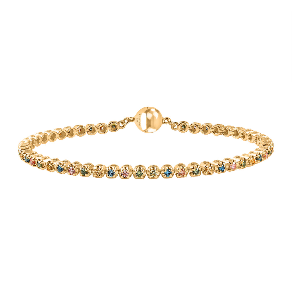 LUXURIANT DIAMOND - Lab Grown Mehrfarbiger Diamant SI-GH SGL zertifiziert Armband ca. 19 cm 925 Silber 750 Gelbgold Vermeil ca. 2.00 ct