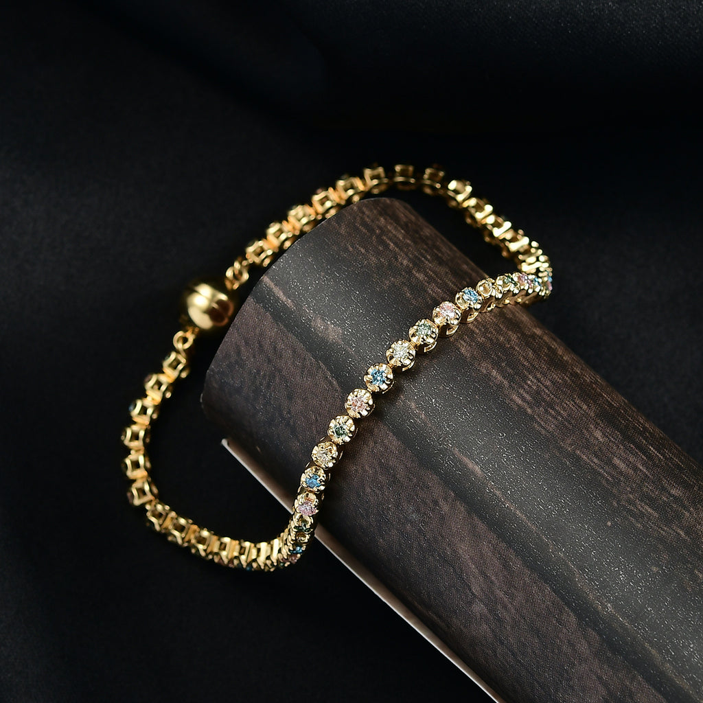 LUXURIANT DIAMOND - Lab Grown Mehrfarbiger Diamant SI-GH SGL zertifiziert Armband ca. 19 cm 925 Silber 750 Gelbgold Vermeil ca. 2.00 ct