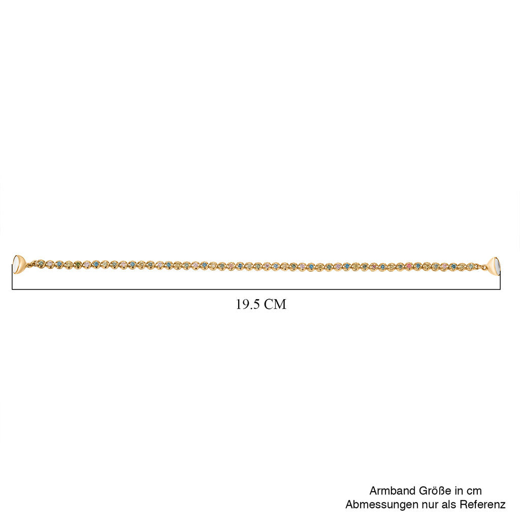 LUXURIANT DIAMOND - Lab Grown Mehrfarbiger Diamant SI-GH SGL zertifiziert Armband ca. 19 cm 925 Silber 750 Gelbgold Vermeil ca. 2.00 ct