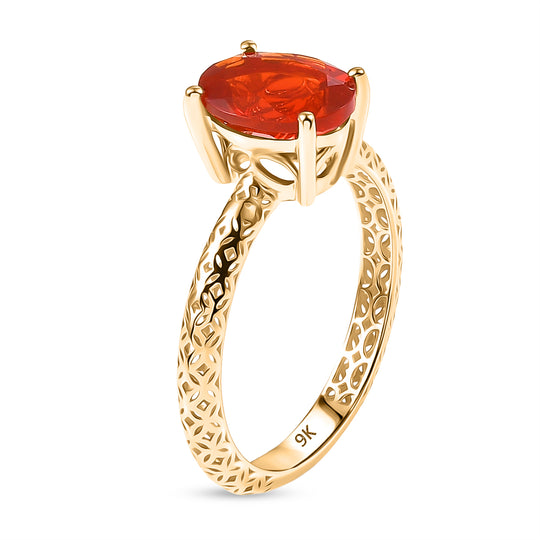 AAAA Feueropal Ring 375 Gold (Größe 17.00) ca. 1.32 ct