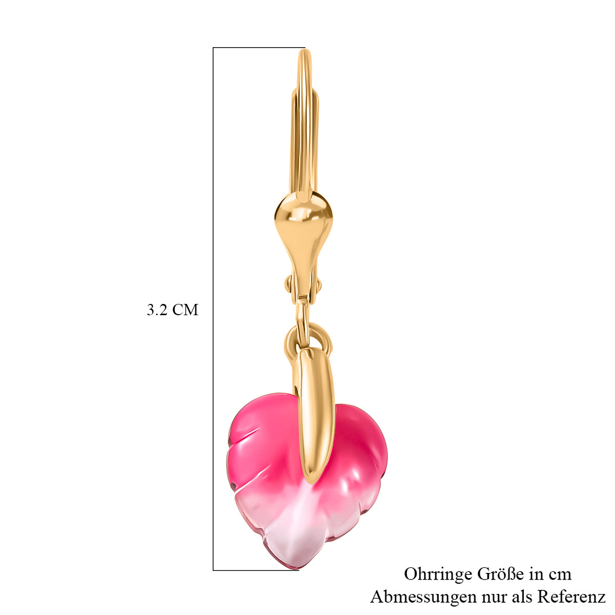 GP - Rosa Bicolor-Murano aus Italien Ohrringe 925 Silber 750 Gelbgold Vermeil