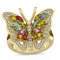 CLARTE Flutter - AA Mehrfarbiger Saphir, Moissanit Ring, 925 Silber Gelbgold, (Größe 17.00) ca. 1.96 ct