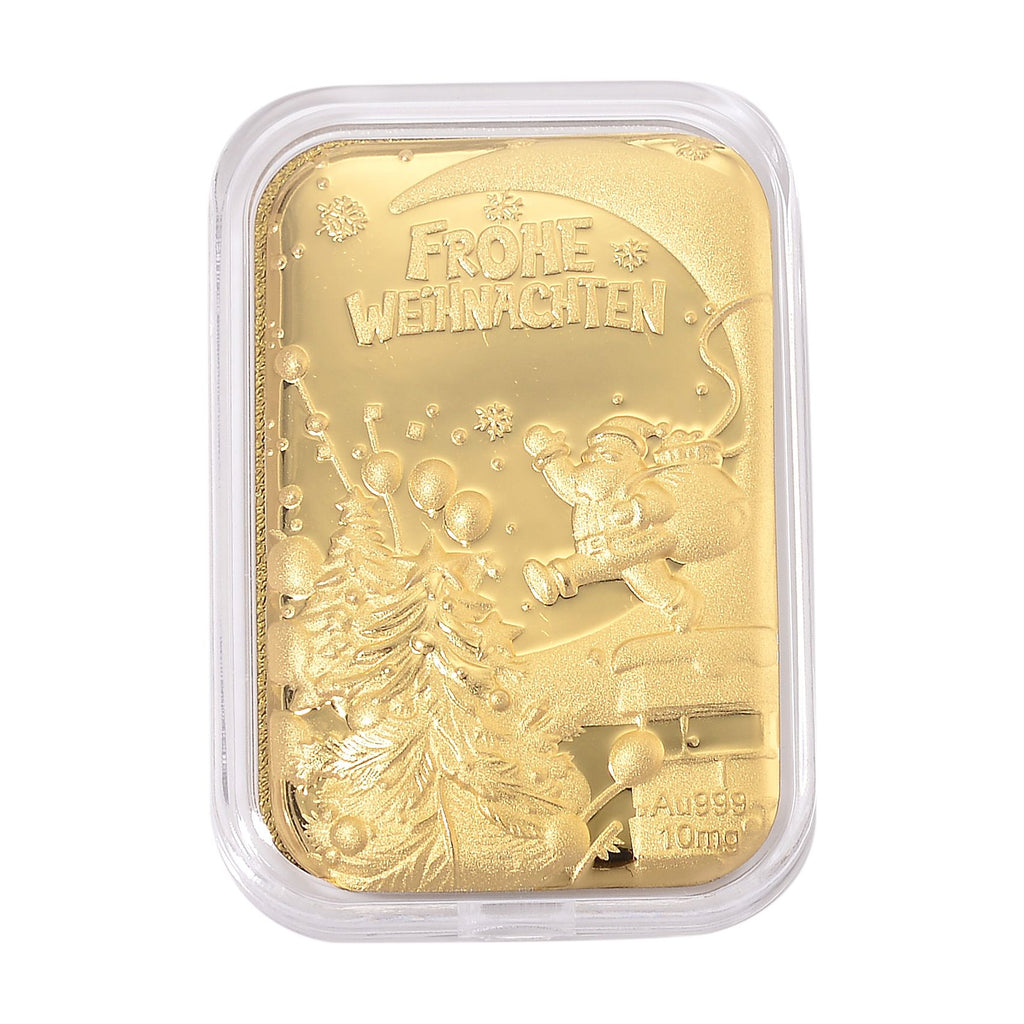 999er Feingoldplatte mit Frohe Weihnachten Motiv, 10mg 999 Gold