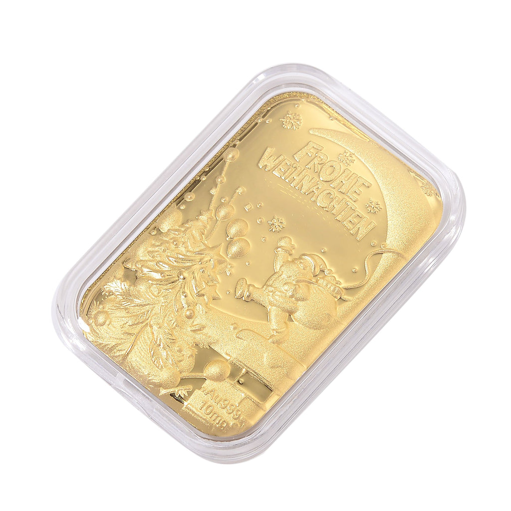 999er Feingoldplatte mit Frohe Weihnachten Motiv, 10mg 999 Gold