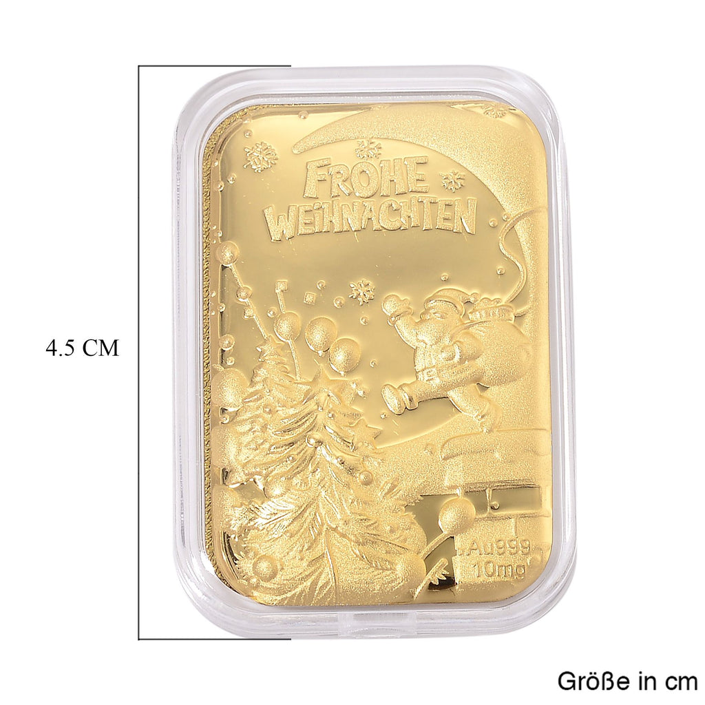 999er Feingoldplatte mit Frohe Weihnachten Motiv, 10mg 999 Gold