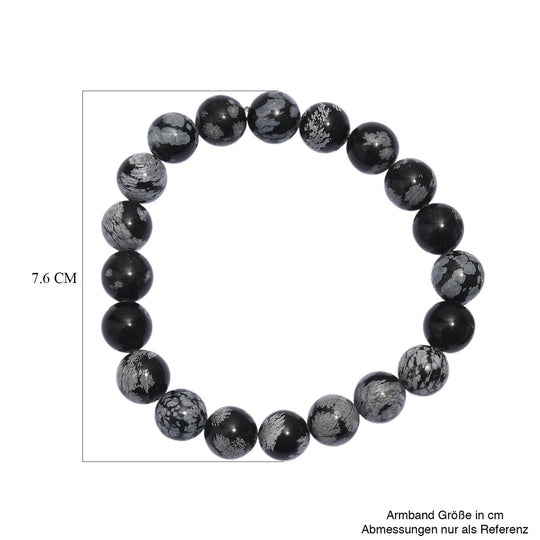 Schneeflocken Glasachat Armband Flexibles (ca. 19 cm) ca. 125,00 ct.