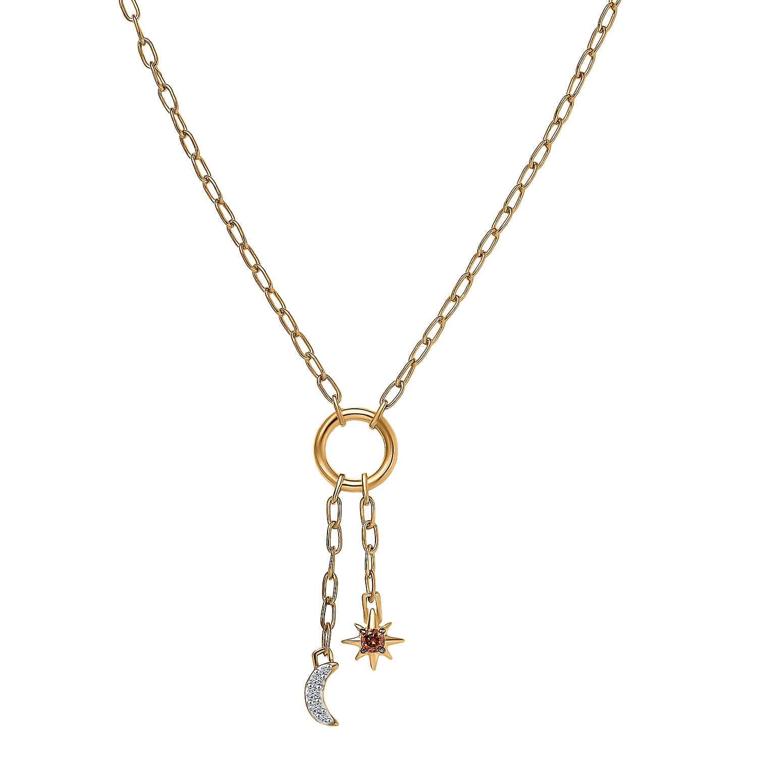 LUXURIANT DIAMOND - Lab Grown Roter Diamant SI, Lab Grown Diamant Halskette ca. 45 cm 925 Silber 750 Gelbgold vermeil (10-15 Werktage Lieferzeit)