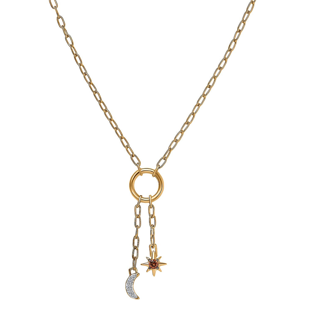 LUXURIANT DIAMOND - Lab Grown Roter Diamant SI, Lab Grown Diamant Halskette ca. 45 cm 925 Silber 750 Gelbgold vermeil (10-15 Werktage Lieferzeit)