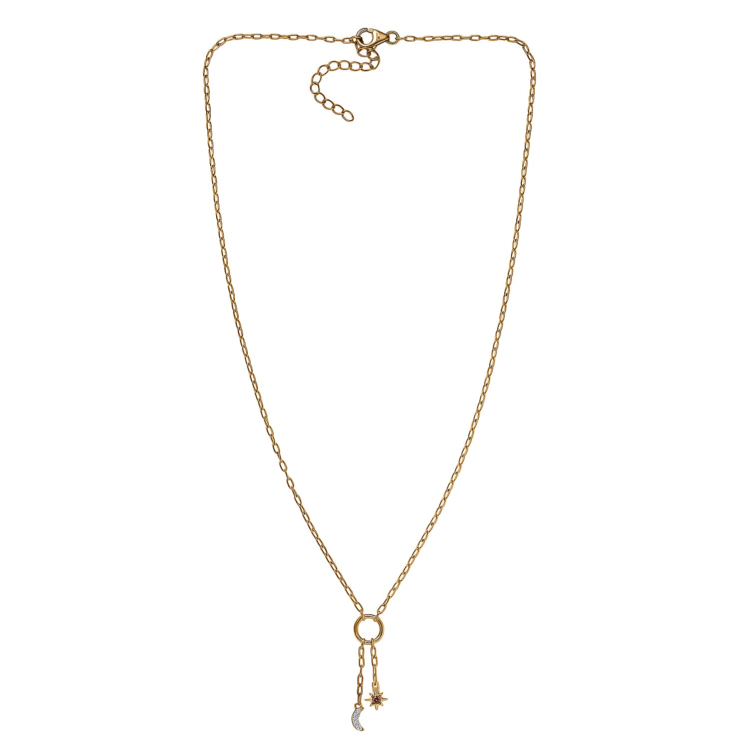 LUXURIANT DIAMOND - Lab Grown Roter Diamant SI, Lab Grown Diamant Halskette ca. 45 cm 925 Silber 750 Gelbgold vermeil (10-15 Werktage Lieferzeit)