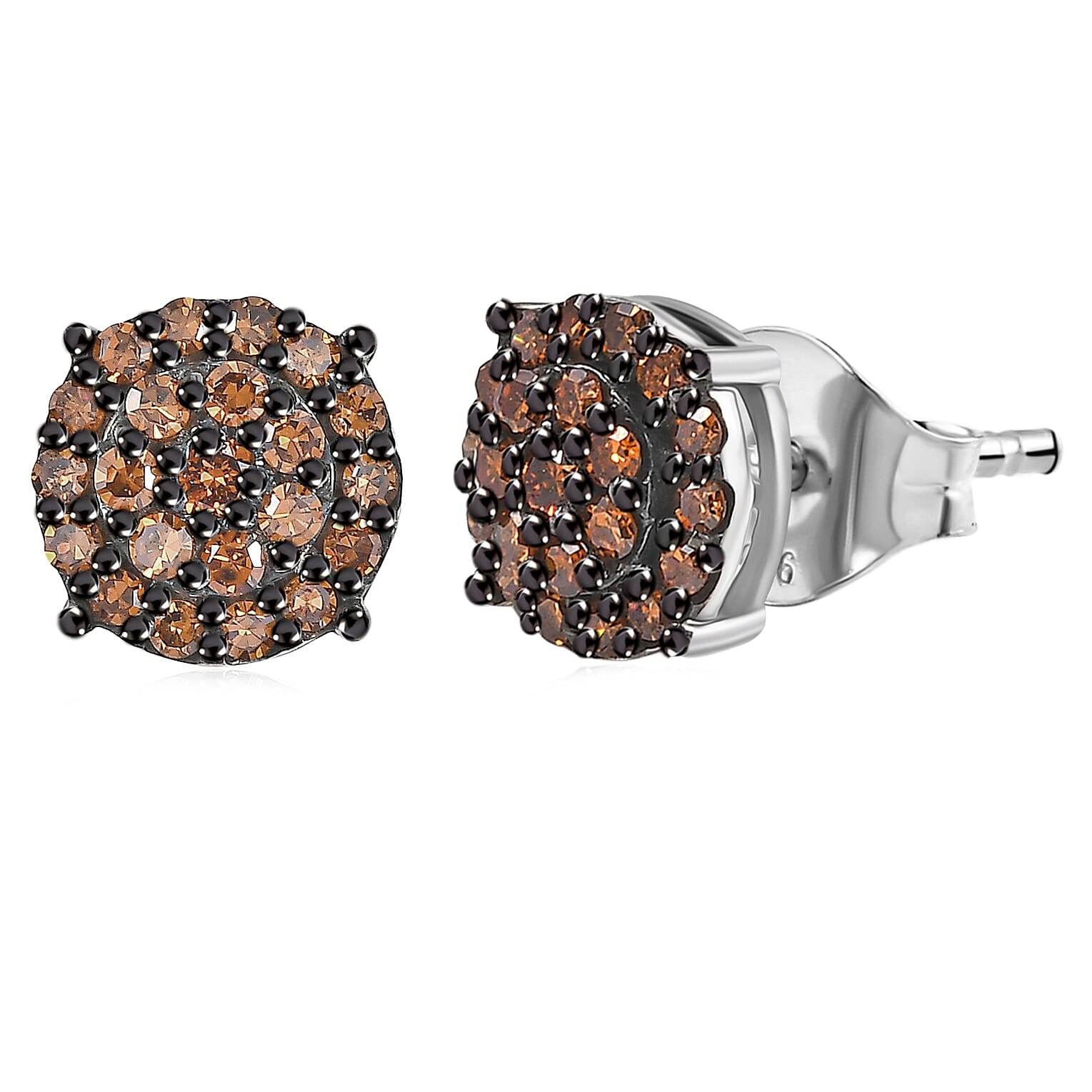 LUXURIANT DIAMOND - Lab Grown Roter Diamant SI Ohrringe 925 Silber Rhodiniert ca. 0.50 ct