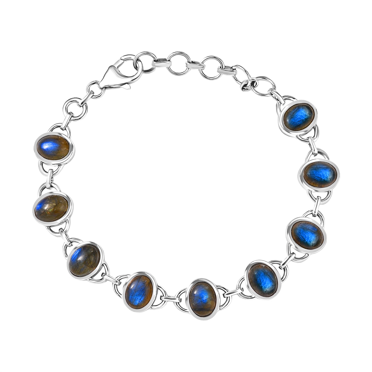 D'Joy AAA Labradorit Armband ca. 19 cm 925 Silber Rhodiniert ca. 12.98 ct
