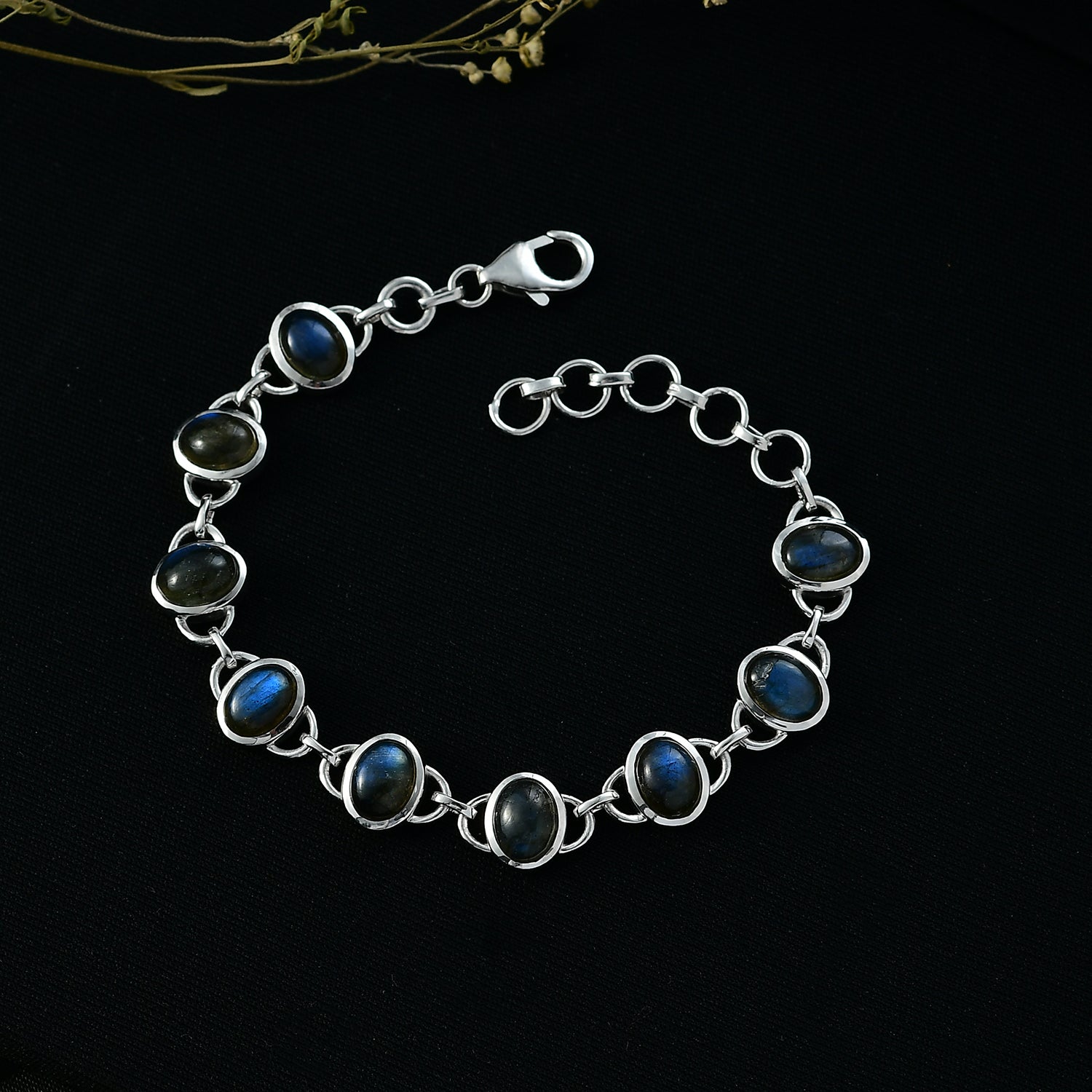 D'Joy AAA Labradorit Armband ca. 19 cm 925 Silber Rhodiniert ca. 12.98 ct