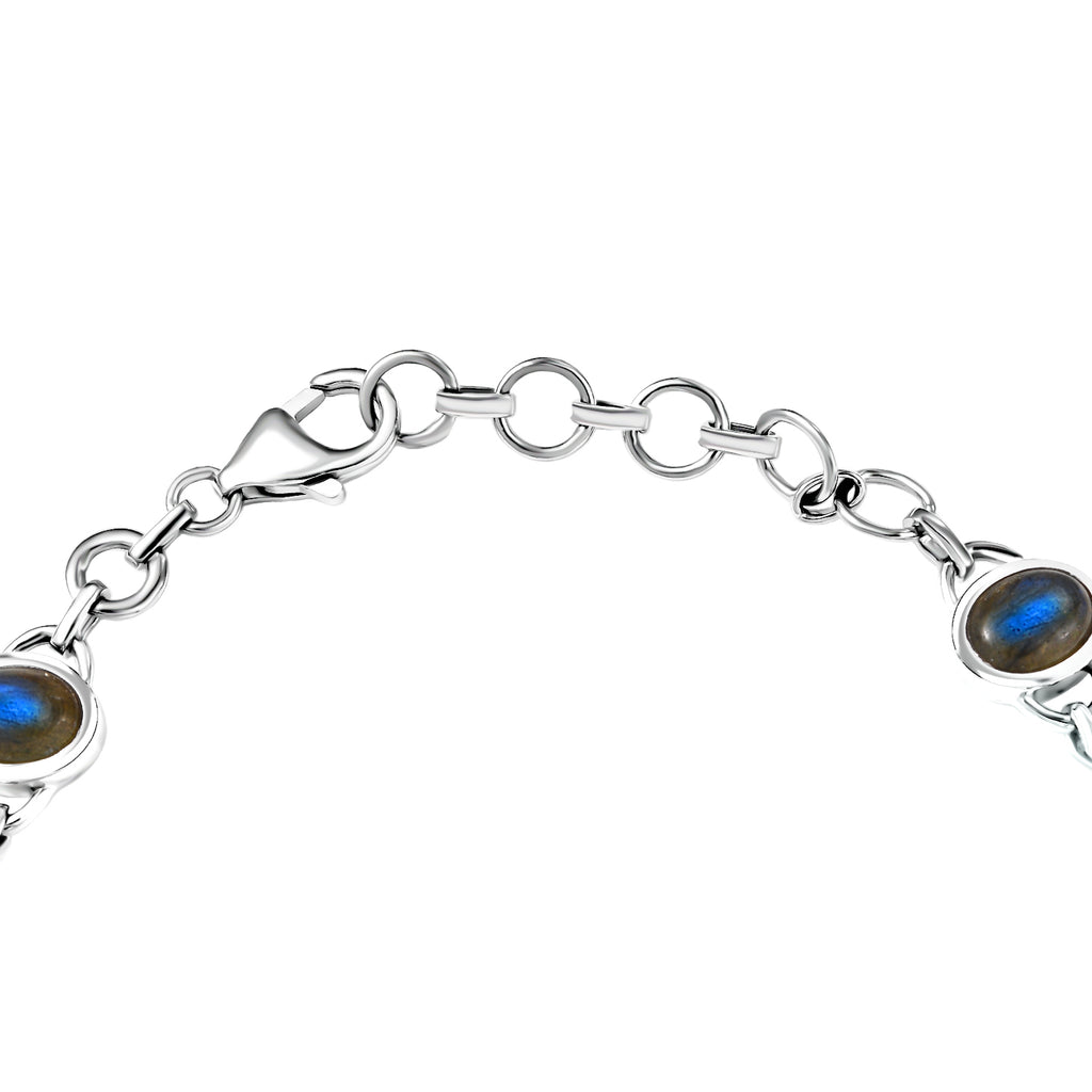 D'Joy AAA Labradorit Armband ca. 19 cm 925 Silber Rhodiniert ca. 12.98 ct