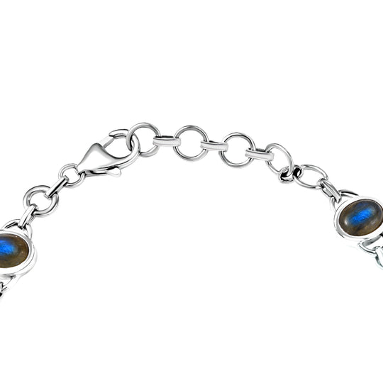 D'Joy AAA Labradorit Armband ca. 19 cm 925 Silber Rhodiniert ca. 12.98 ct