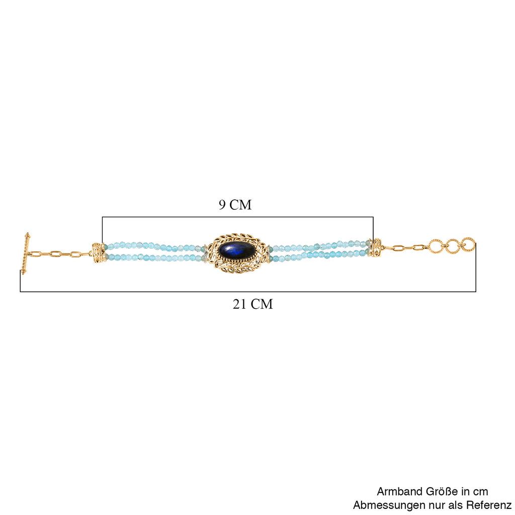 EVER TRUE AAA Labradorit, Apatit Armband ca. 19 cm Nickelfreies Messing ca. 22.64 ct