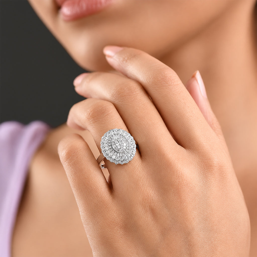 LUXURIANT DIAMOND - Lab Grown Diamant SI-GH Ring 925 Silber Rhodiniert (Größe 18.00) ca. 1.0 ct