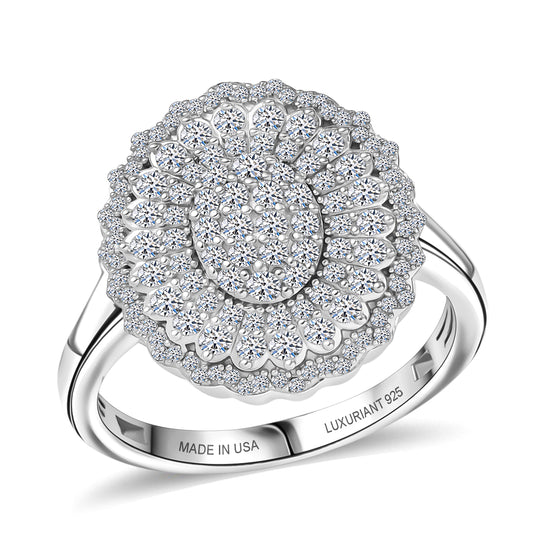 LUXURIANT DIAMOND - Lab Grown Diamant SI-GH Ring 925 Silber Rhodiniert (Größe 23.00)  ca. 1.00 ct