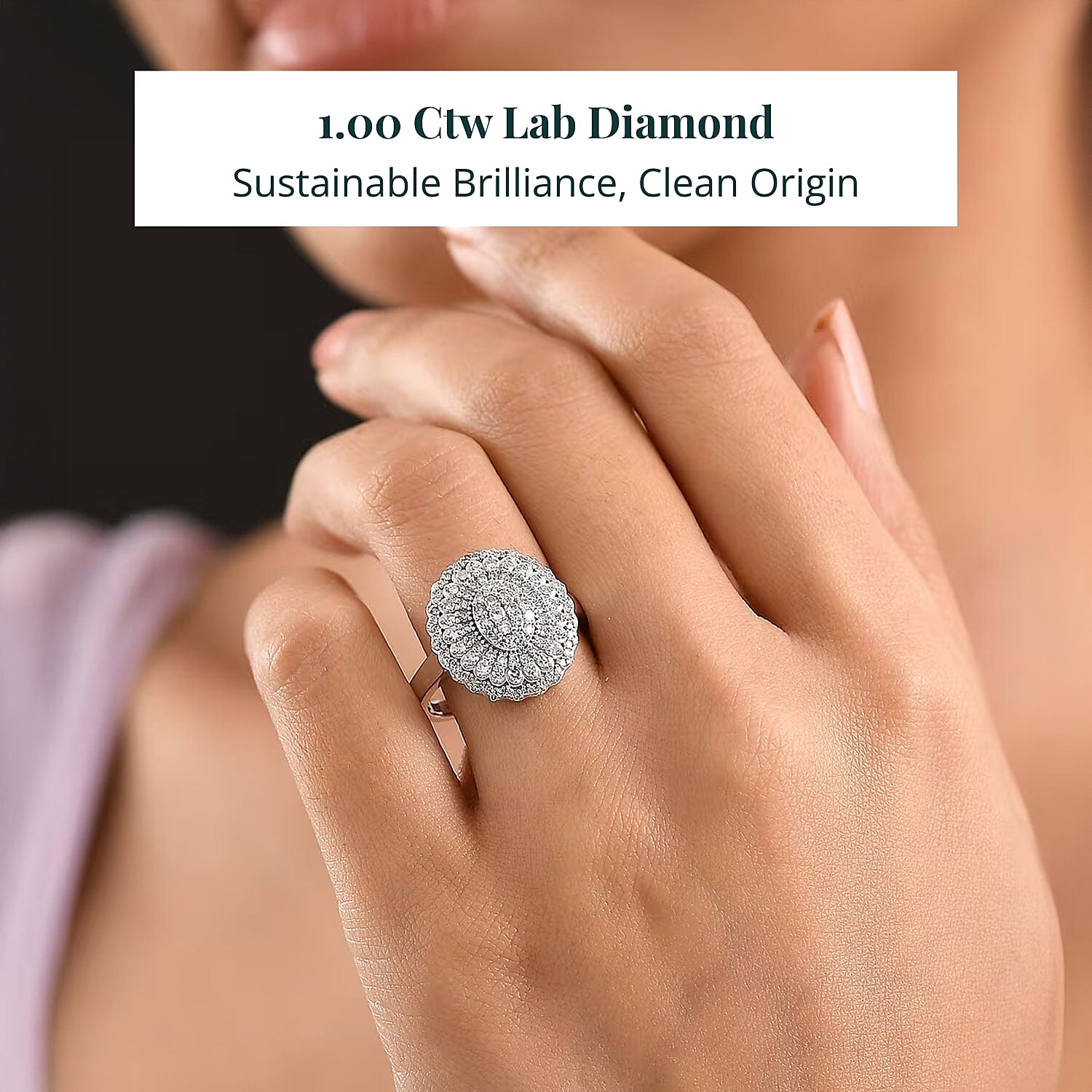 LUXURIANT DIAMOND - Lab Grown Diamant SI-GH Ring 925 Silber Rhodiniert (Größe 18.00) ca. 1.00 ct