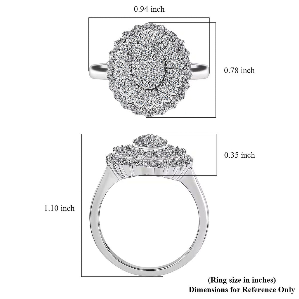 LUXURIANT DIAMOND - Lab Grown Diamant SI-GH Ring 925 Silber Rhodiniert (Größe 18.00) ca. 1.00 ct