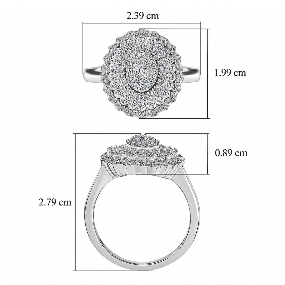 LUXURIANT DIAMOND - Lab Grown Diamant SI-GH Ring 925 Silber Rhodiniert (Größe 18.00) ca. 1.0 ct