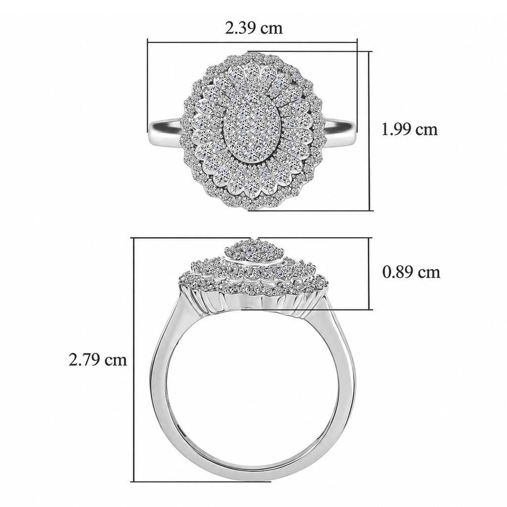 LUXURIANT DIAMOND - Lab Grown Diamant SI-GH Ring 925 Silber Rhodiniert (Größe 18.00) ca. 1.0 ct