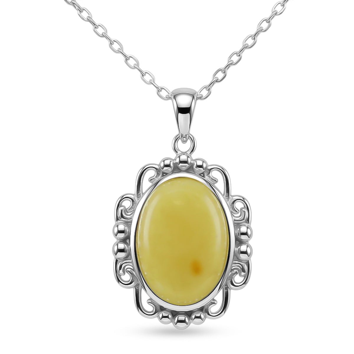 Natürlicher Baltischer Butterscotch-Bernstein Anhänger mit Kette ca. 43 cm 925 Silber