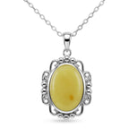 Natürlicher Baltischer Butterscotch-Bernstein Anhänger mit Kette ca. 43 cm 925 Silber