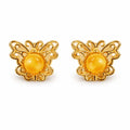 Natürlicher Baltischer Butterscotch-Bernstein Schmetterling Ohrringe 925 Silber Gelbgold