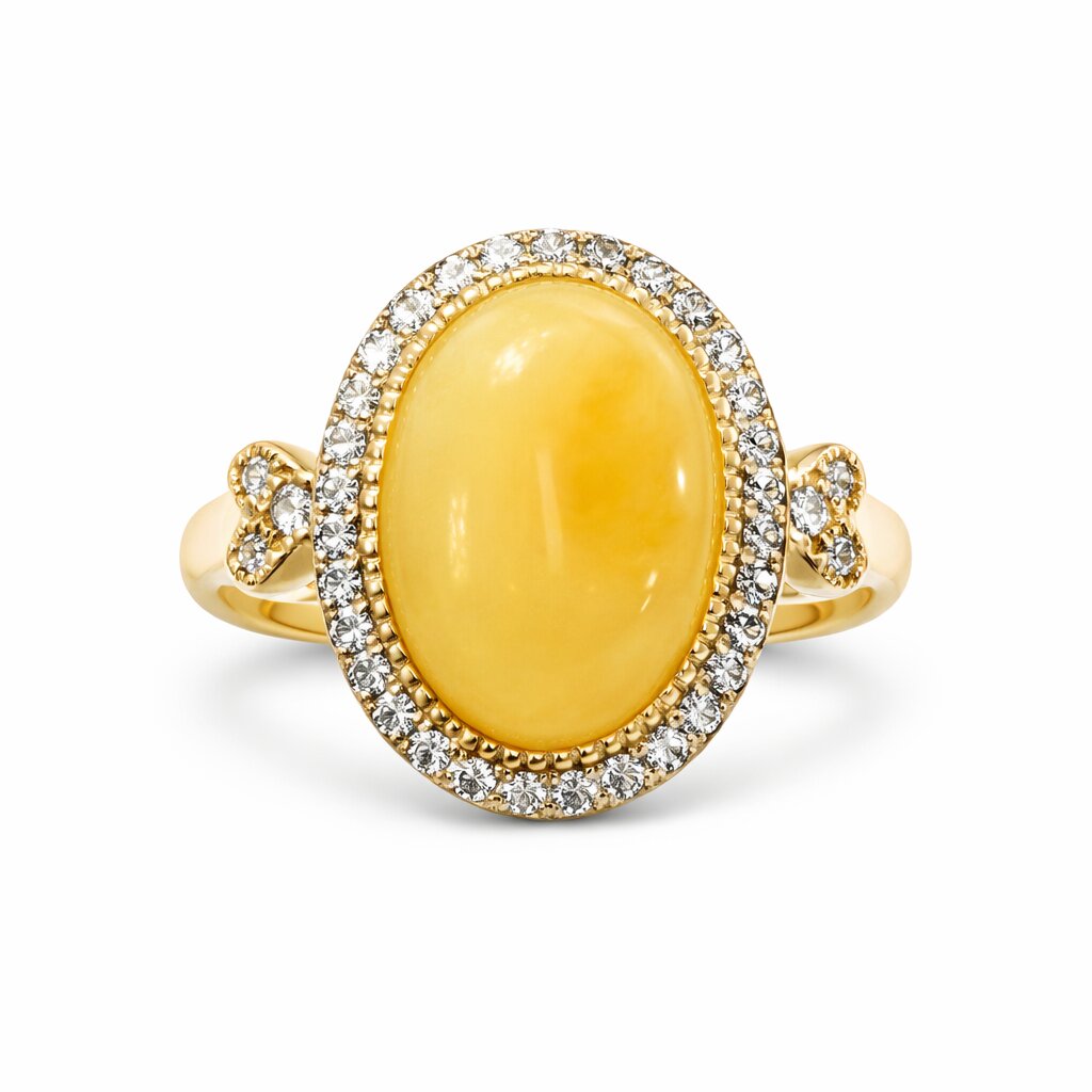 AA Natürlicher Baltischer Butterscotch-Bernstein Ring 925 Silber vergoldet Flexibles