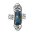 D'Joy AAA Labradorit Ring 925 Silber rhodiniert (Größe 17.00) ca. 6.30 ct