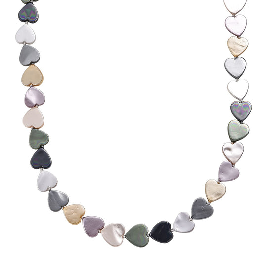 Sleeping Beauty türkisfarbene Herz Muschelkernperle (13mm) 50cm Halskette, Edelstahl