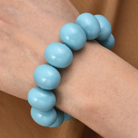 Pfaufarbene Muschelperle (19 mm) Armband, flexibel (ca. 19- 20 cm)