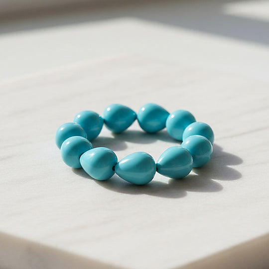 Pfaufarbene Muschelperle (19x16 mm) Armband, Flexibles (ca. 17.00-18.50 cm)