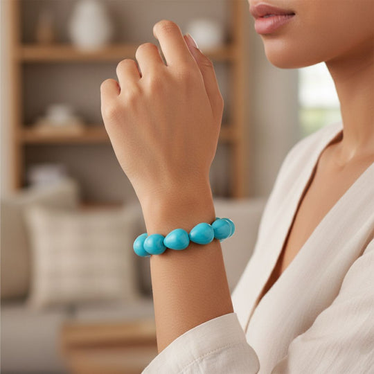 Pfaufarbene Muschelperle (19x16 mm) Armband, Flexibles (ca. 17.00-18.50 cm)