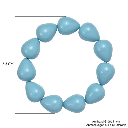Pfaufarbene Muschelperle (19x16 mm) Armband, Flexibles (ca. 17.00-18.50 cm)