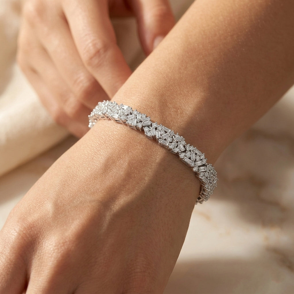 LUXURIANT DIAMOND - Lab Grown Diamant SI-GH Armband ca. 18.5 cm 925 Silber Rhodiniert (10-15 Werktage Lieferzeit) ca. 4.00 ct