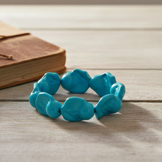 Pfaufarbene Muschelperle (23x27 mm) Armband, flexibles (Größe 19-20 cm)