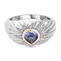 GP Amore Kollektion - Tansanit, Kanchanaburi Blauer Saphir Ring 925 Silber Rhodiniert und 750 Gelbgold Vermeil (Größe 18.00) ca. 0.82 ct