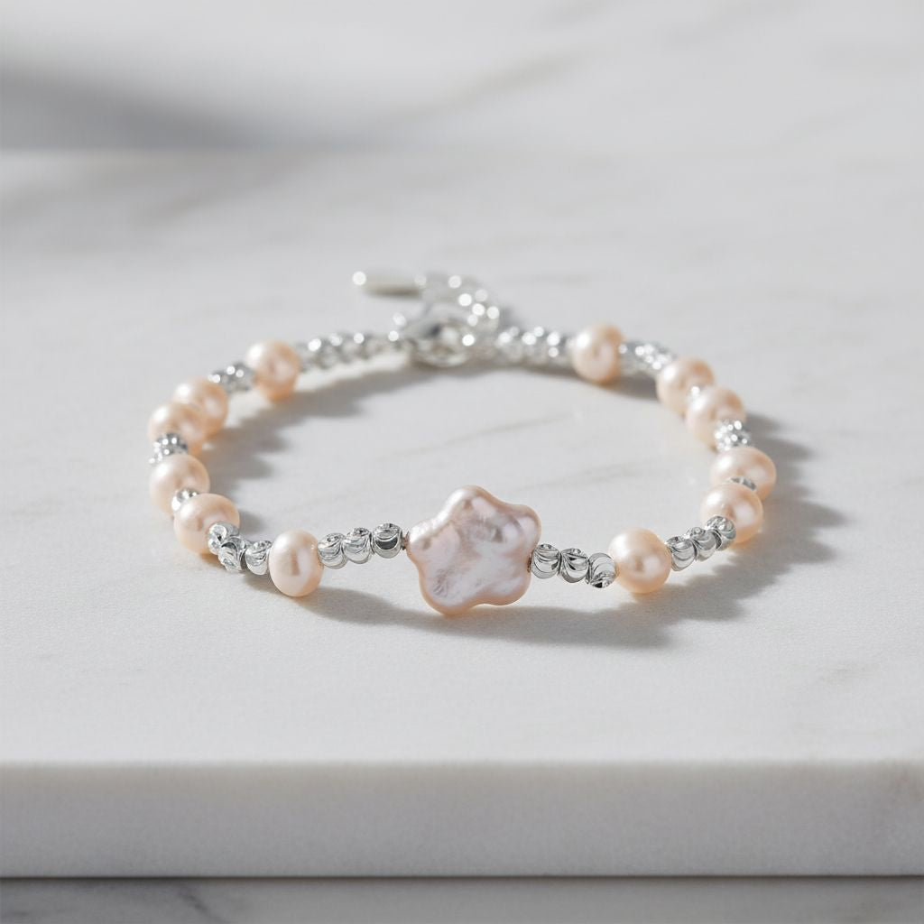 Weiße Süßwasser Perle (4-6 mm) Armband, ca. 16.5 cm + 3.5 cm Extender, Nickelfreies Messing