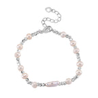Weiße Süßwasser Perle (4-6 mm) Armband, ca. 16.5 cm + 3.5 cm Extender, Nickelfreies Messing