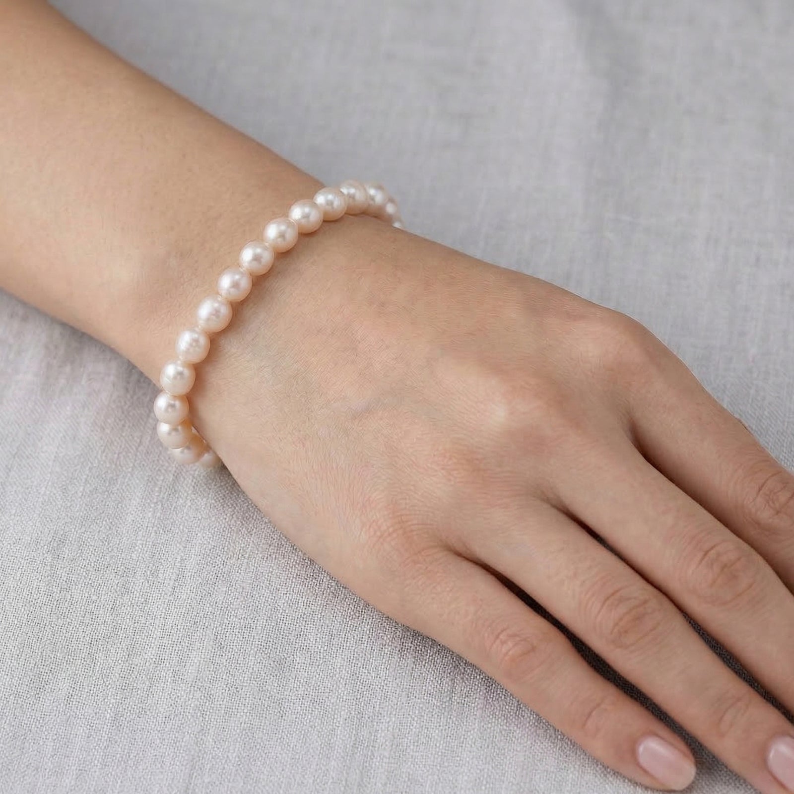Weiße Süßwasser Perle (6-8 mm) Armband ca. 16.5 cm + 3.5 cm Extender