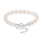 Weiße Süßwasser Perle (6-8 mm) Armband ca. 16.5 cm + 3.5 cm Extender