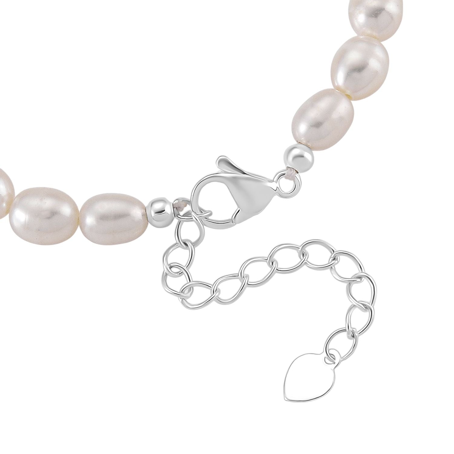 Weiße Süßwasser Perle (6-8 mm) Armband ca. 16.5 cm + 3.5 cm Extender