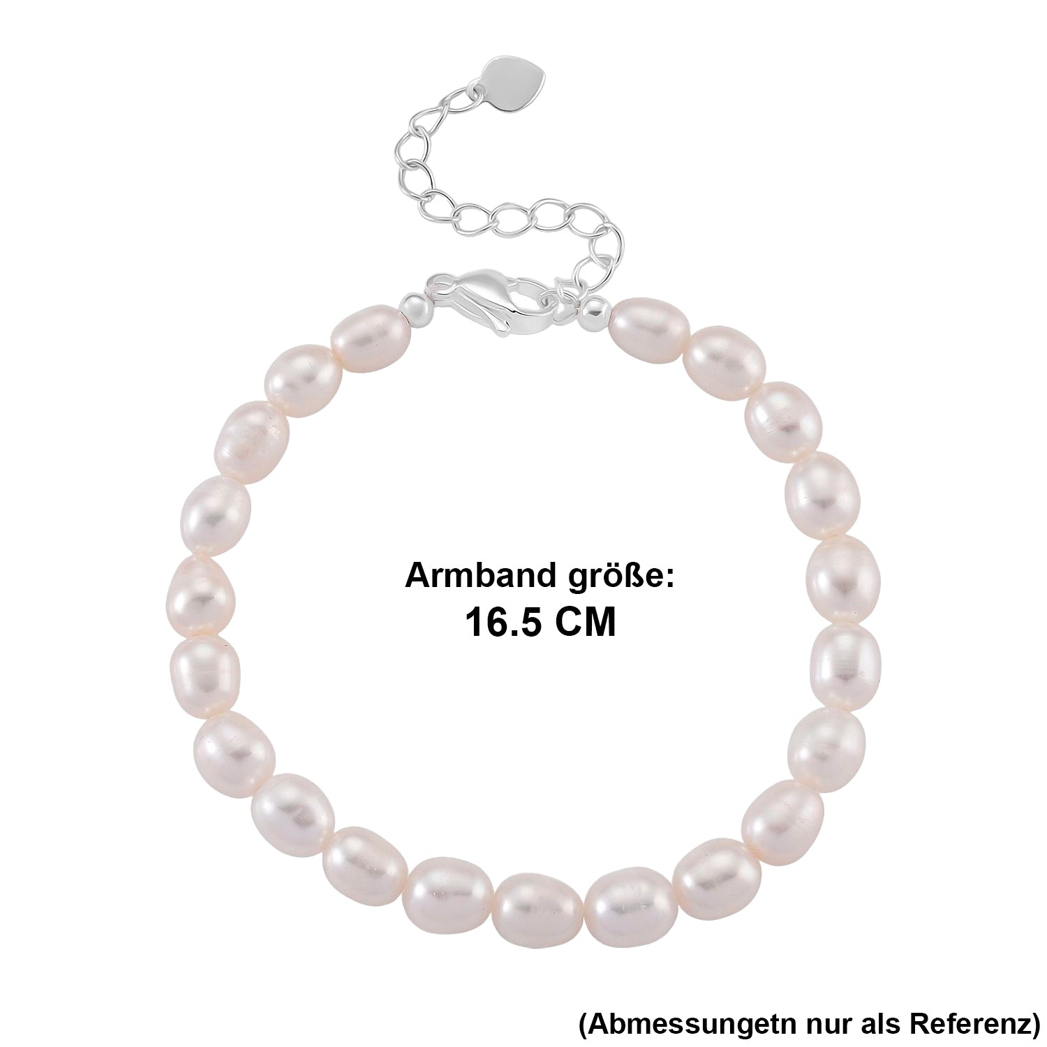 Weiße Süßwasser Perle (6-8 mm) Armband ca. 16.5 cm + 3.5 cm Extender