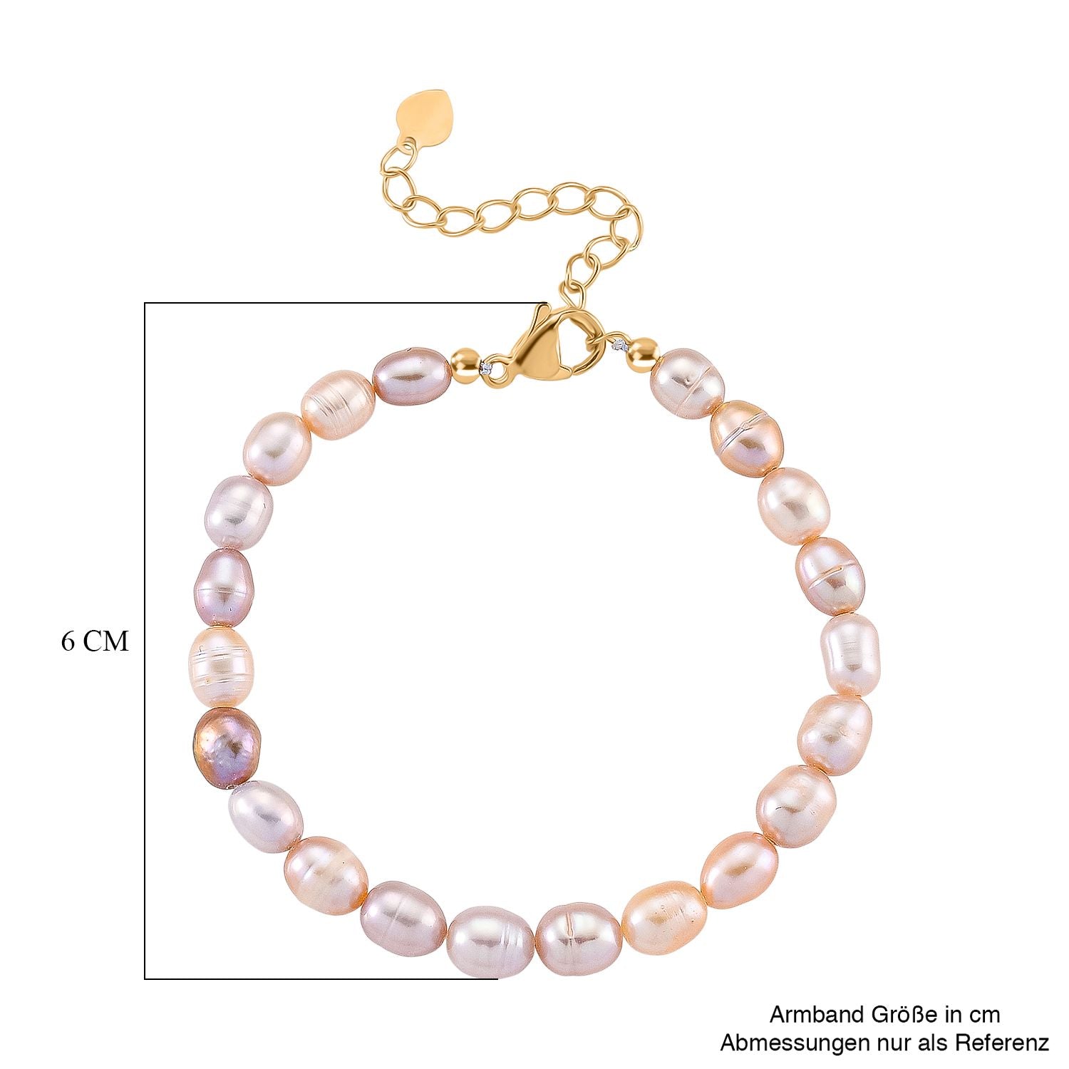 Mehrfarbige Süßwasser Perle (6-8 mm) Armband ca. 16.5 cm + 3.5 cm Extender