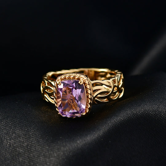 EVER TRUE AA Rose De France Amethyst Ring Nickelfreies Messing (Größe 21.00) ca. 1,94 ct