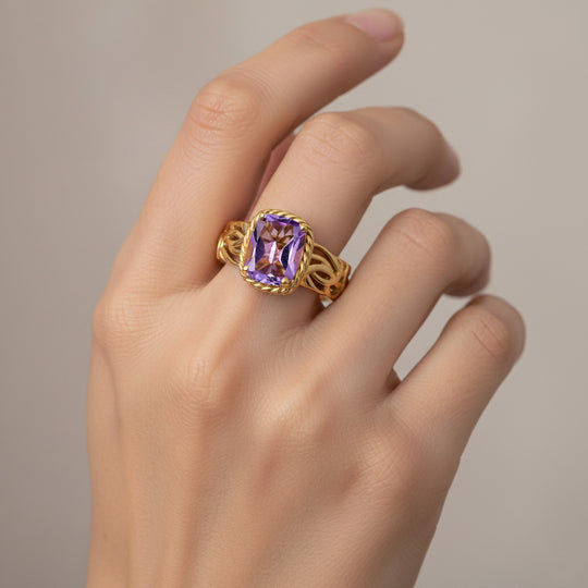 EVER TRUE AA Rose De France Amethyst Ring Nickelfreies Messing (Größe 21.00) ca. 1,94 ct