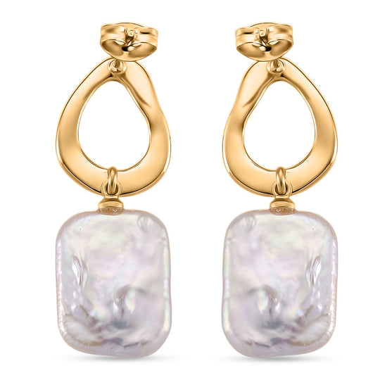 Weiße Keshi Perle Ohrringe Nickelfreies Messing, Goldfarben